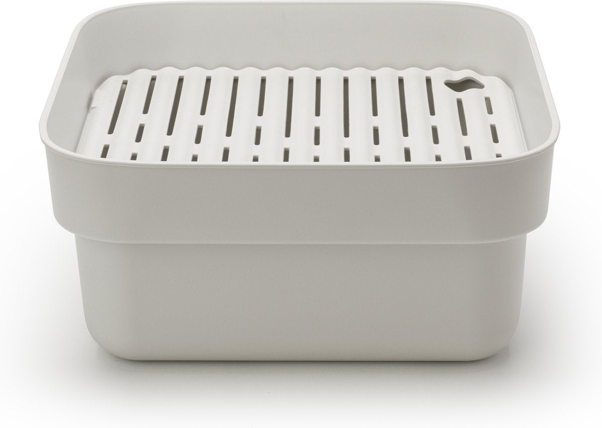 Brabantia sinkside afwasbak - vierkant - met afdruipschaal - light grey