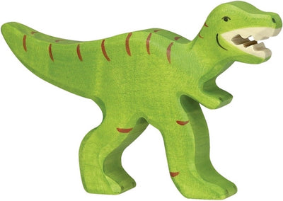 Holztiger tyrannosaurus rex. 10 cm.