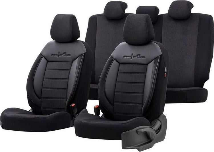 Otom comfortline stoelhoezenset - leer textiel - 11-delig - zwart