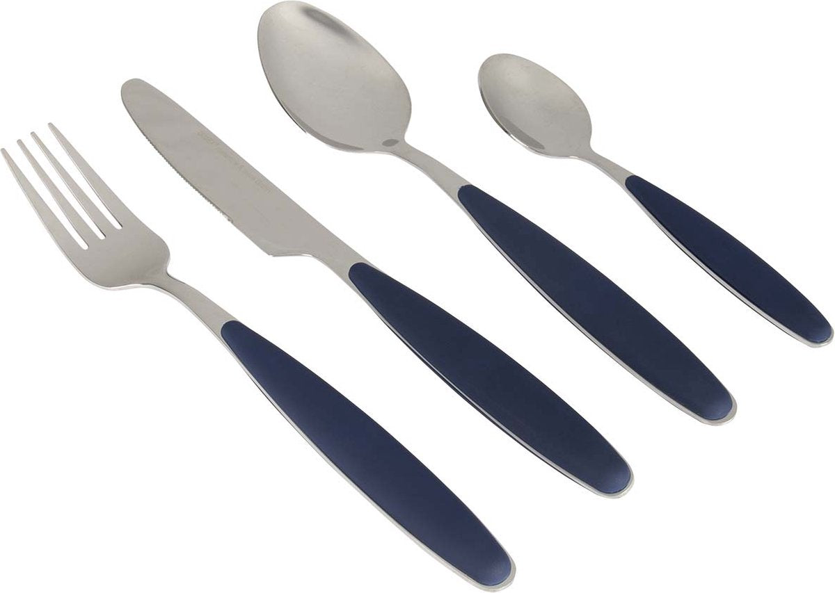 Gimex bestek - marineblauw - soft touch heft - 16-delig
