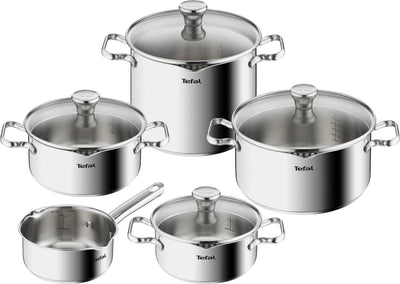 Tefal duetto - pannenset - 5-delig - inclusief deksels - inductie - rvs