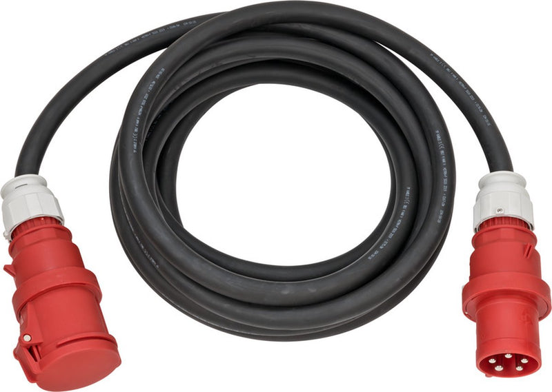 Brennenstuhl cee verlengkabel ip44 (10m kabel, h07rn-f 5g16,0, 400v 63a 5-polig met cee stekker en koppeling, voor buiten ip44, made in germany) zwart