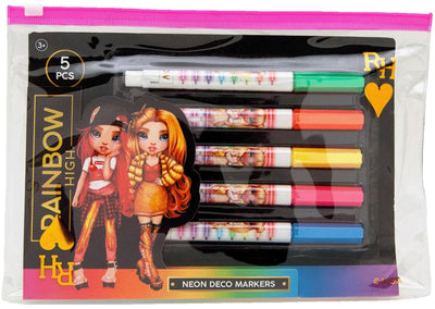Speelgoed land rainbow high neon viltstiften, 5st.