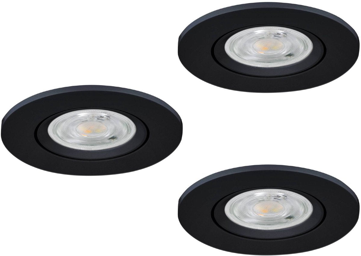 Eglo barranco inbouwspot - badkamer - gu10 - ø 8.4 cm - zwart - set van 3 stuks