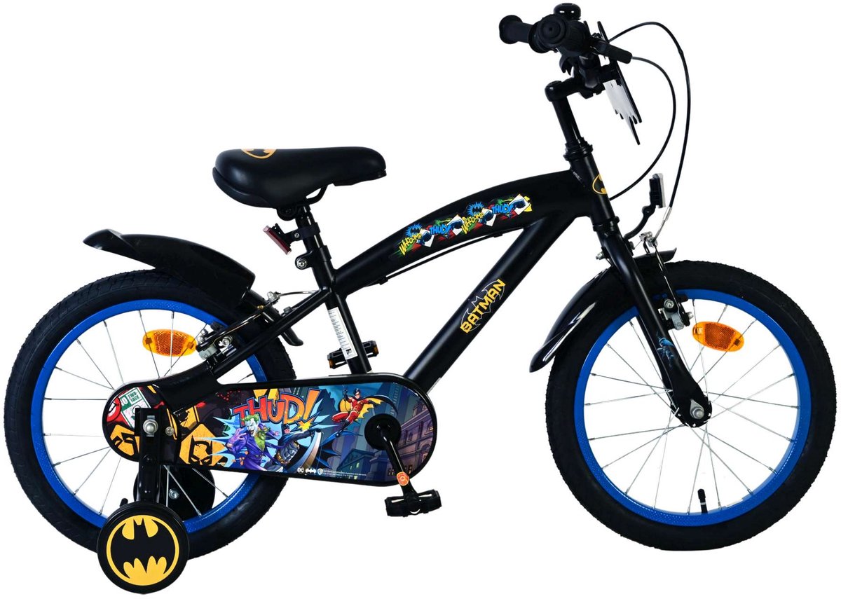 Volare batman kinderfiets - jongens - 16 inch - zwart - 2 handremmen