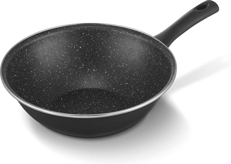 Brabantia living non stick - wokpan - ø 28cm - aluminium -dubbele anti-aanbaklaag - inductie geschikt – zwart
