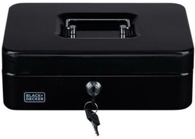 Black+decker black decker geldkistje - kluisje met 2 sleutels - staal - 25 x 18 x 9 cm - zwart
