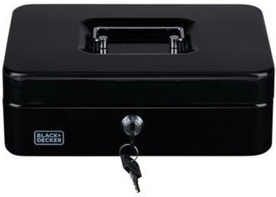 Black+decker black decker geldkistje - kluisje met 2 sleutels - staal - 25 x 18 x 9 cm - zwart