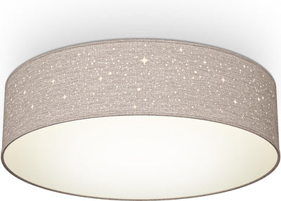 B.k.licht - decoratieve plafondlamp - met sterrenhemel effect - kinderkamer lamp - taupe - rond - 2x e27 fitting - ø38cm