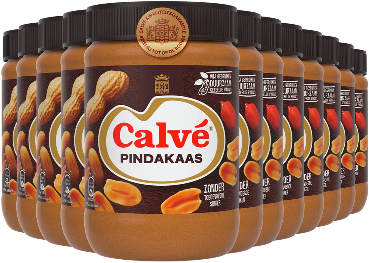 Calvé calve pindakaas - regular - zonder toegevoegde suikers - 12 x 650 g