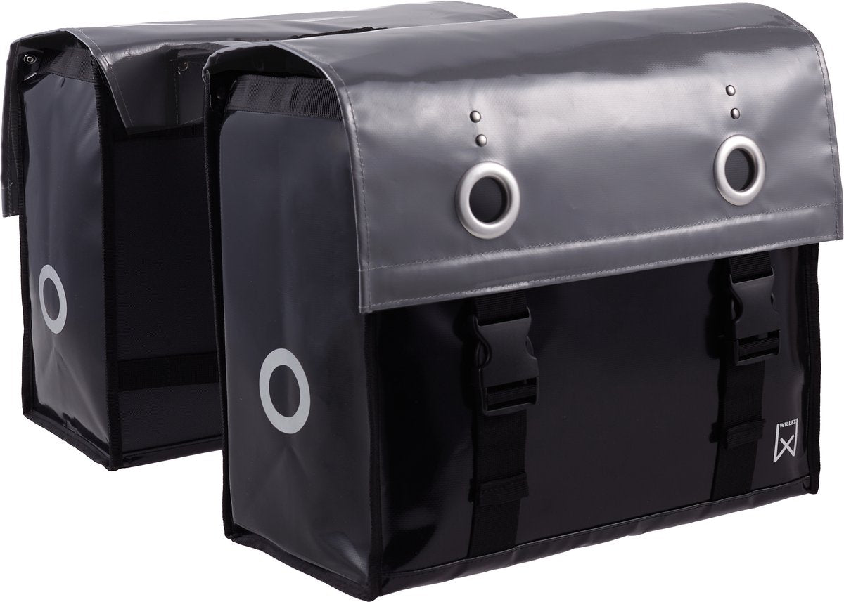 Willex - dubbele bisonyl tas - 52l - grijs zwart - universele bevestiging - de klassieker