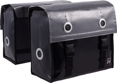 Willex - dubbele bisonyl tas - 52l - grijs zwart - universele bevestiging - de klassieker