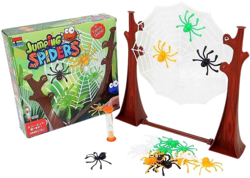Eddy toys jumping spiders behendigheidsspel - 21-delige set - spinnenspel met web en zandloper - voor 2-4 spelers - educatief speelgoed - kunststof - meerkleurig