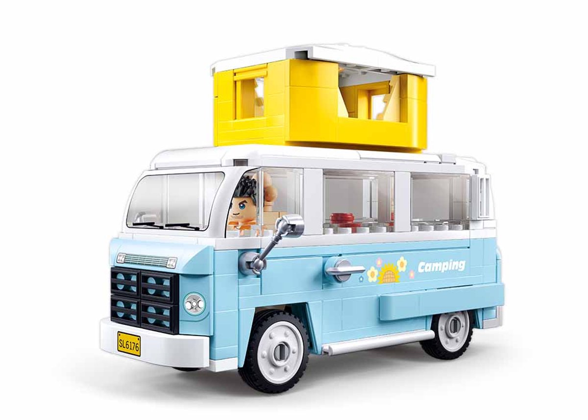 Sluban modelbricks kampeerbus bouwspeelgoed – constructiespeelgoed camper modelbouw – bouwdoos met 265 bouwstenen – m38-b1192 – vanaf 8 jaar