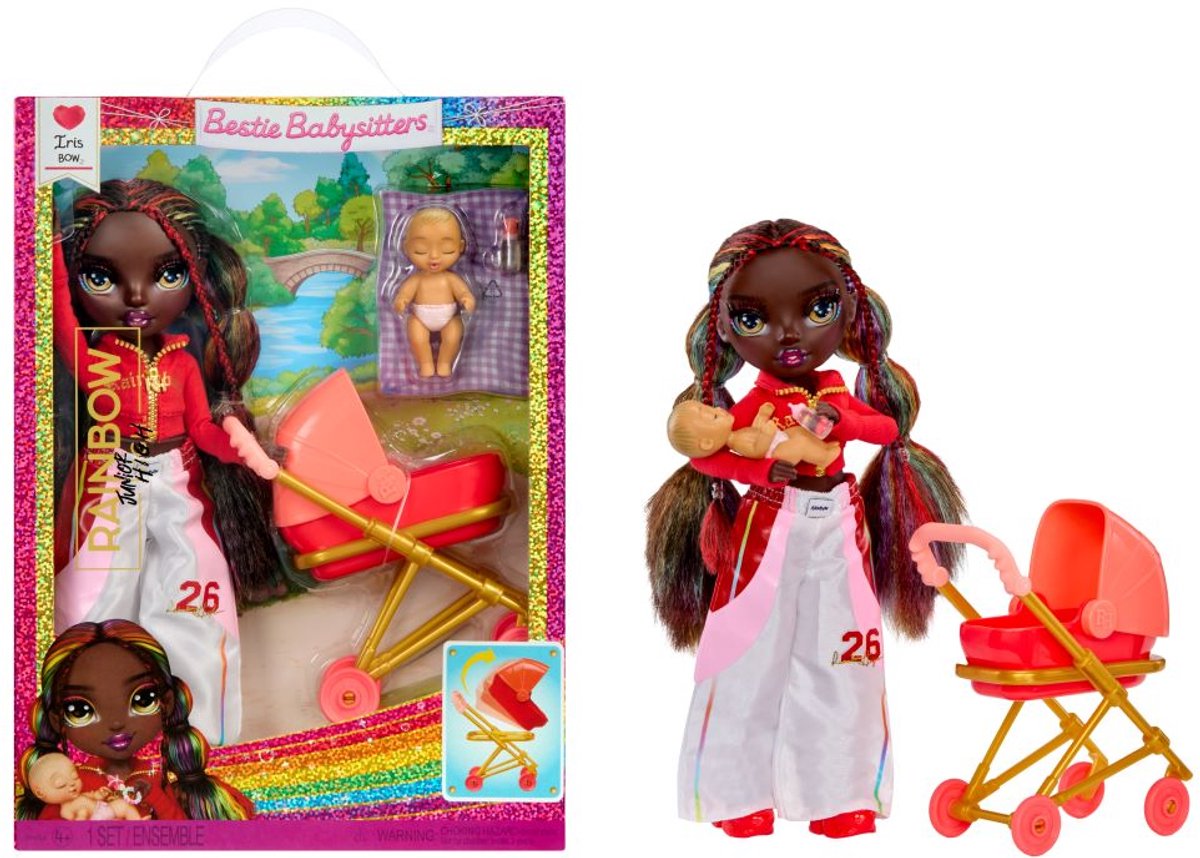 Rainbow high jr. high™ bestie babysitters™ – iris bow, modepop van 23 cm