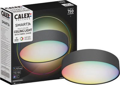 Calex slimme plafondlamp - smart plafonnière 30cm - rgb en warm wit - zwart