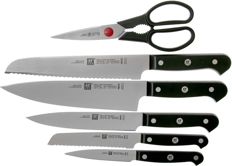 Zwilling gourmet messenblok 6-delig - met kis technologie - essenhout