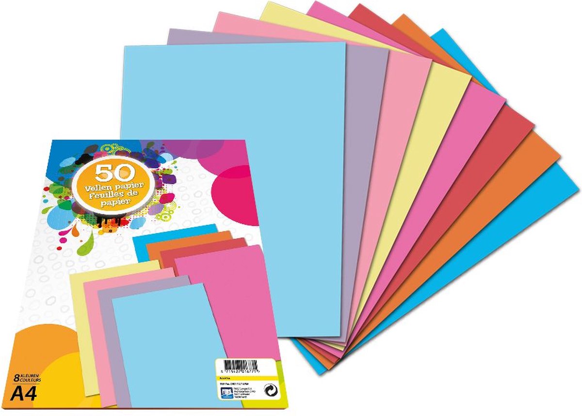 Craft sensations gekleurd papier fluor | formaat a4 | 40 vellen | 75 gram | 5 verschillende kleuren | papier | vouwen | origami | knutselpakket | voor kinderen