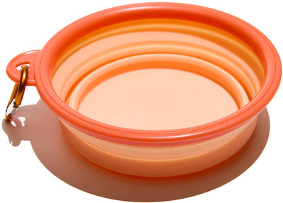Muitomas voer en drinkbak - voedsel veilig - opvouwbaar - compact formaat - inclusief musketonhaak - peach fuzz