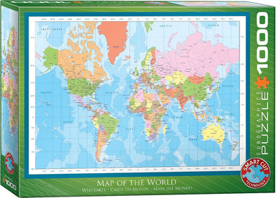 Eurographics - kaart van de wereld [map of the world] - 1000 stukjes 68×48cm (b×h) - legpuzzel