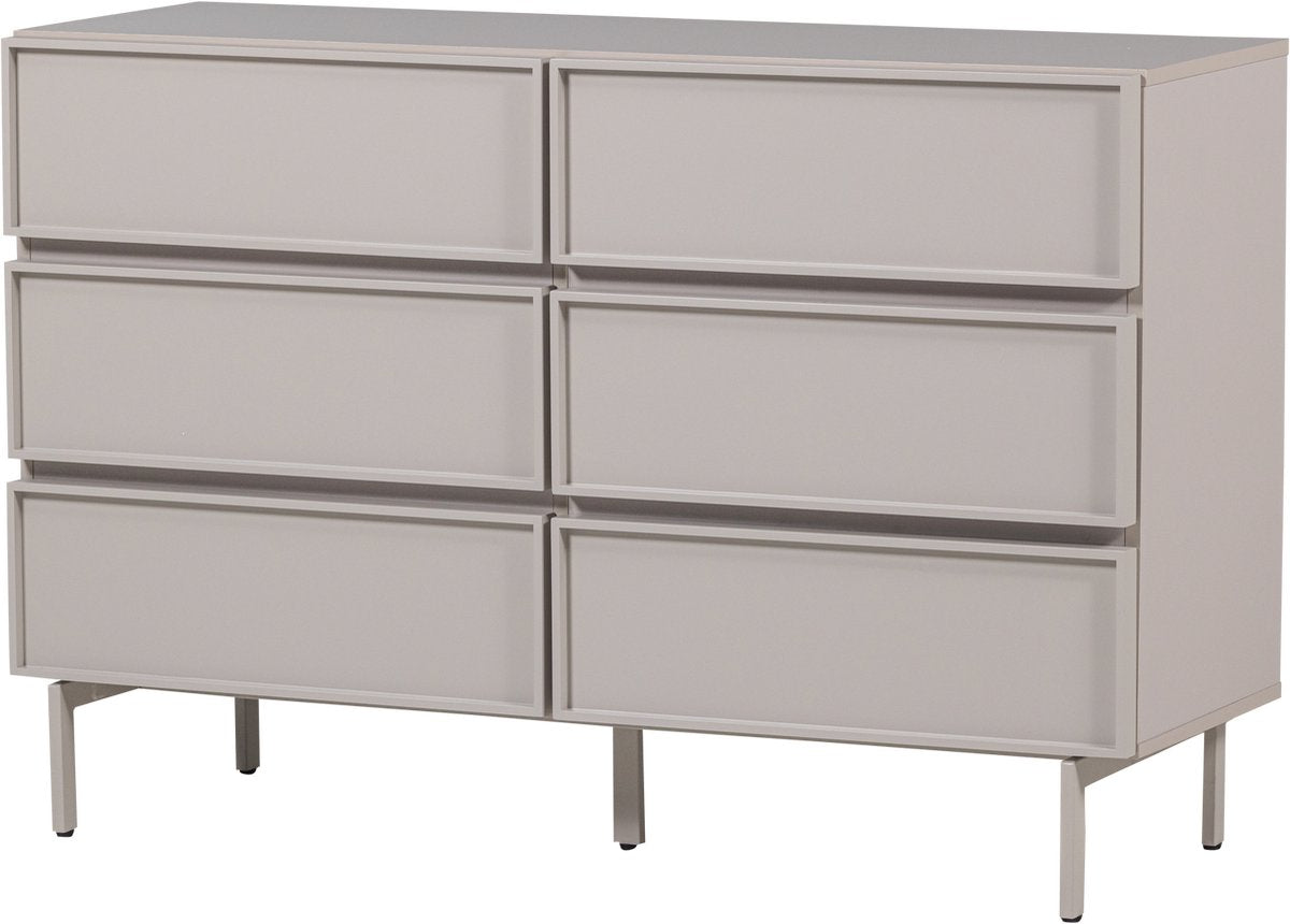 Woood tours ladekast 6 lades - melamine mdf - zand - 80x120x42
