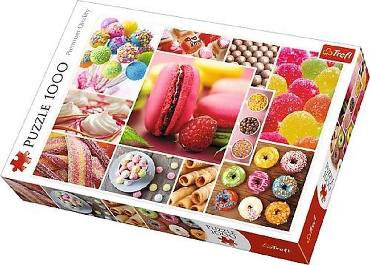 Trefl puzzel 1000 stukjes - candy collage - kleurrijk speelgoed.