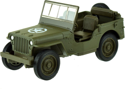 Welly speelgoed usa army jeep auto - legergroen - die-cast metaal - 11 cm - model willys