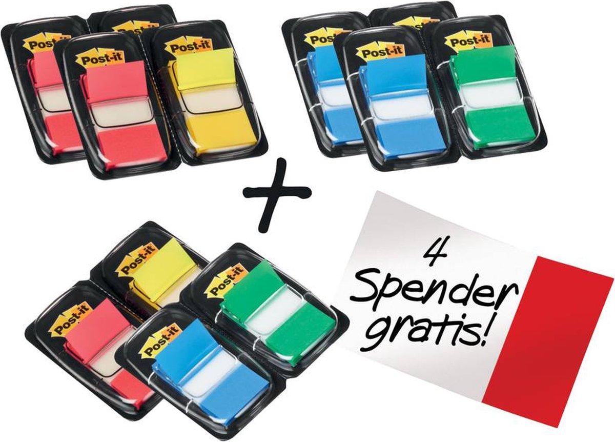 Post-it index standaard voordeelpak 8+4 gratis | geassorteerde kleuren