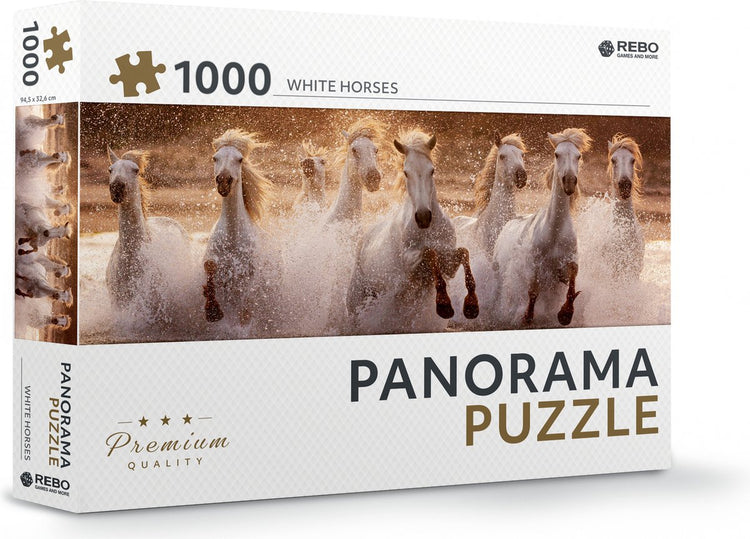 Rebo productions legpuzzel white horses panorama 1000 stukjes
