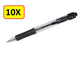 Q-connect 10 x balpen - retractable - 0,7 mm - medium punt - zwart