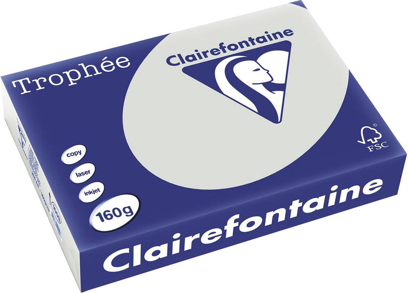 Clairefontaine trophée pastel, gekleurd papier, a4, 160 g, 250 vel, lichtgrijs