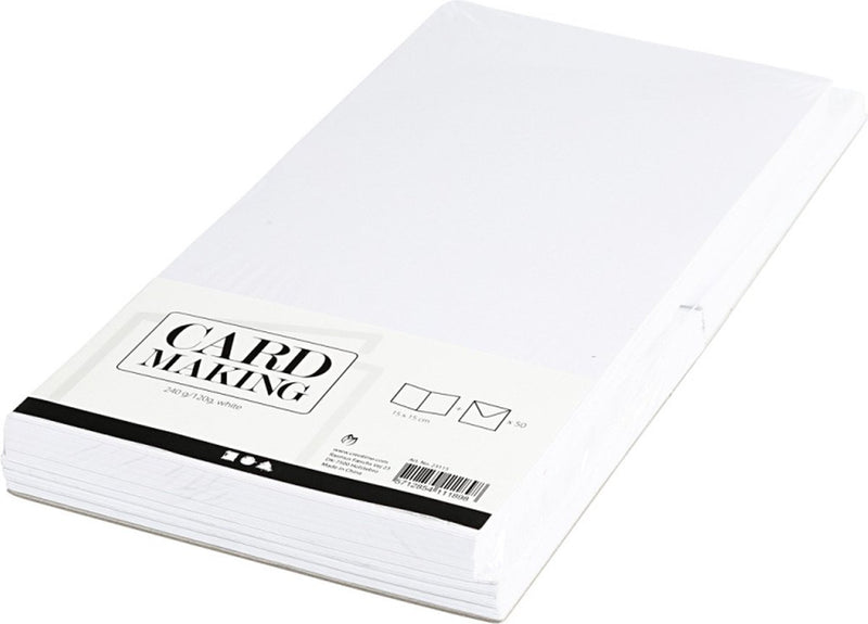 Creativ company kaarten enveloppen 15x15 cm wit 50 sets