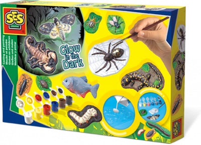 Ses creative - gips gieten en schilderen - enge beesten - sneldrogend - gips gieten - met vormpjes, gips, (glow in the dark) verf en penseel - knutselen jongens