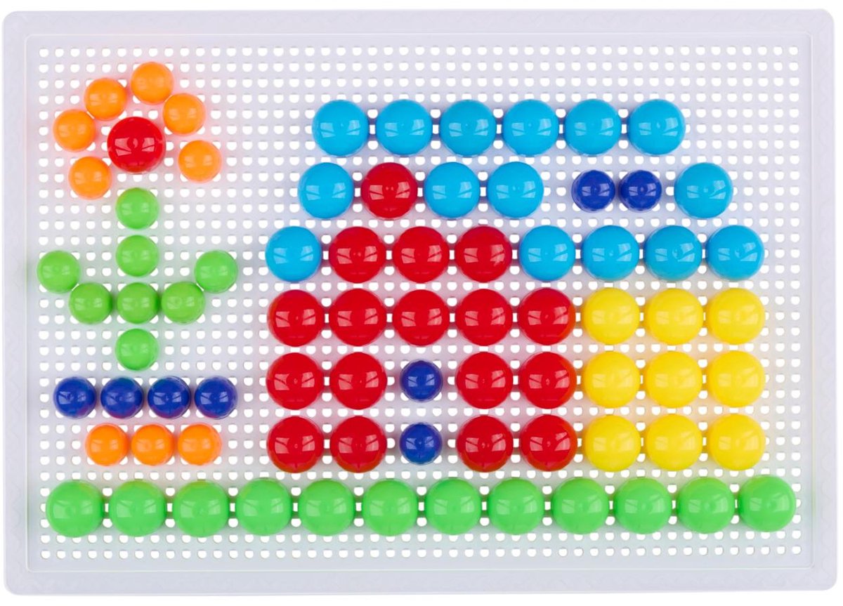 Eddy toys spijkerbouwset 118 stuks - bouwset voor kinderen met gekleurde pinnen en spelbord - educatief speelgoed voor creatieve ontwikkeling - kunststof - vanaf 3 jaar