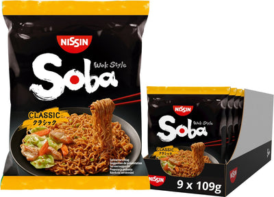 Nissin soba bag classic noodles - wok style instant noedels - 9 stuks