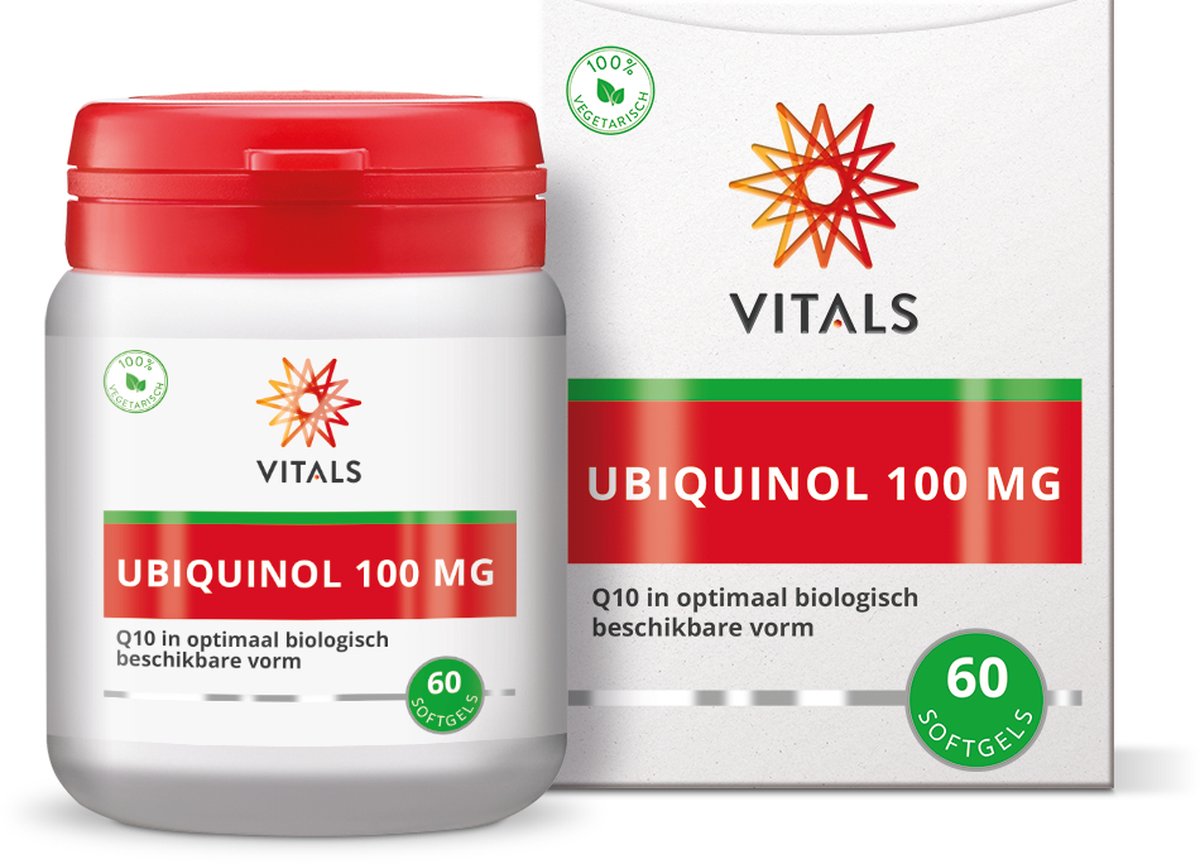 Vitals ubiquinol 100 mg - 60 softgels - enzymen. de biologisch meest actieve vorm van co-enzym q10.