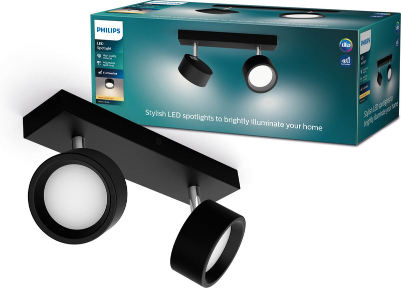 Philips led philips bracia bar zwart 27k 2x5.5w 27k