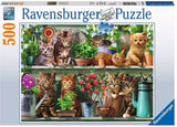 Ravensburger puzzel dieren katjes in het rek - 500 stukjes. - afbeelding 1