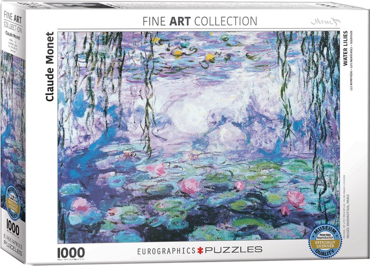 Eurographics - waterlelies, weerkaatsing van de wilg [nymphéas, reflets de saule] - claude monet - 1000 stukjes 68×48cm (b×h) - fine art legpuzzel