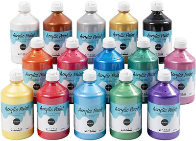 A-color acrylverf, kleuren assorti, 03 - metallic, 15x500 ml