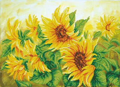 Diamond dotz® - diamond painting volwassenen - bloemen - zonnebloemen 41 x 57cm - ronde steentjes - volledig pakket