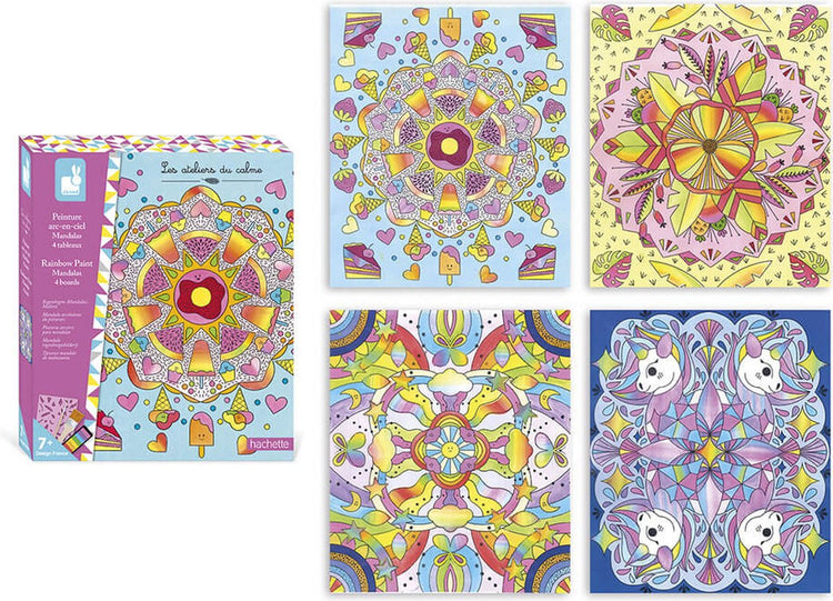 Janod - les ateliers du calme - regenboog mandala's schilderen - knutselset