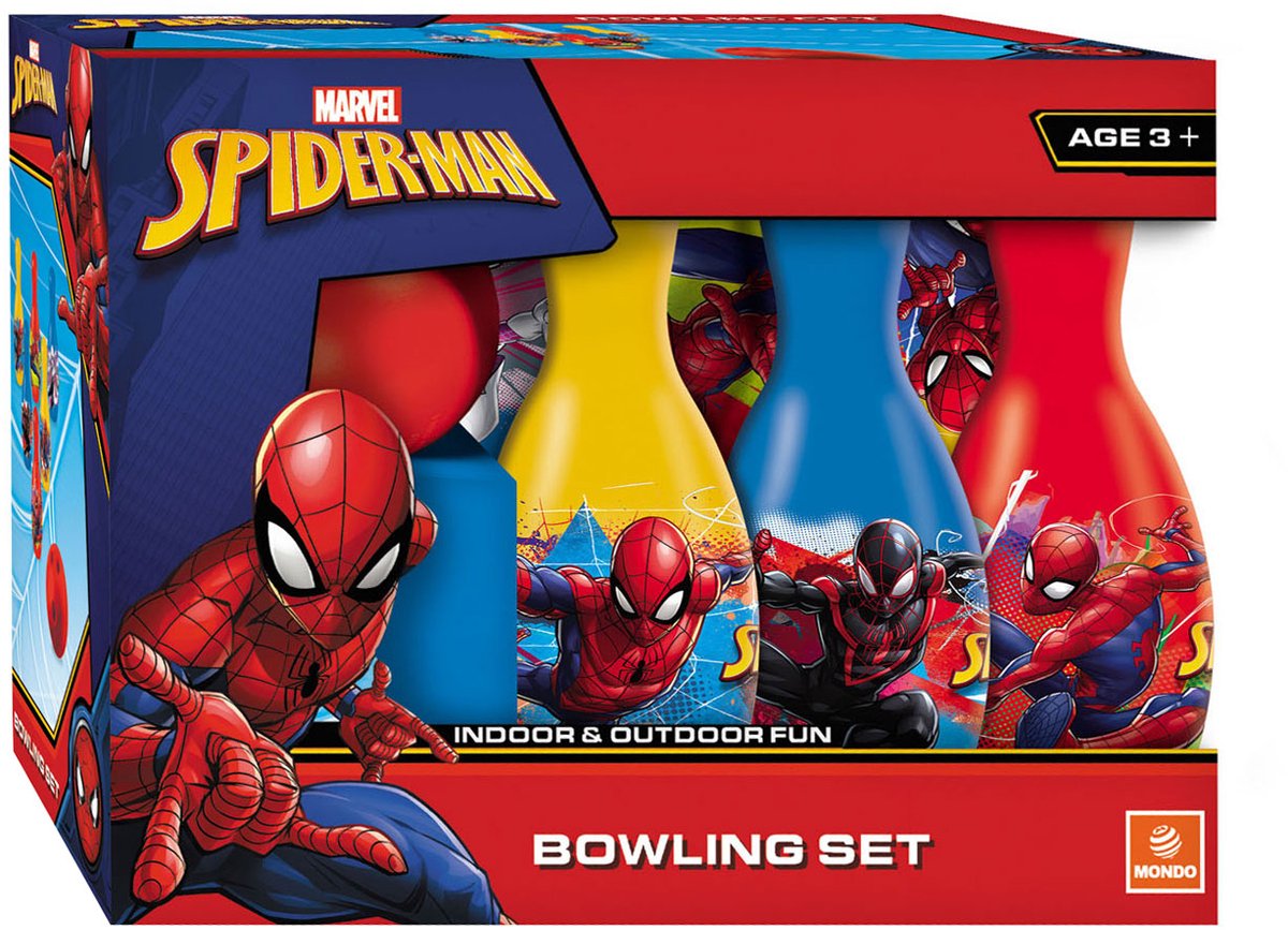 Mondo spiderman bowlingset speelgoed - 7-delig - kunststof - kind.