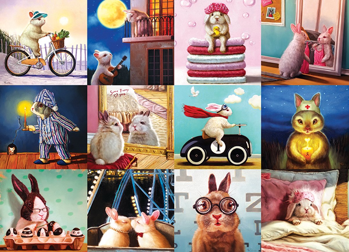 Eurographics - grappige konijnen [funny bunnies] - lucia heffernan - 1000 stukjes 68×48cm (b×h) - legpuzzel