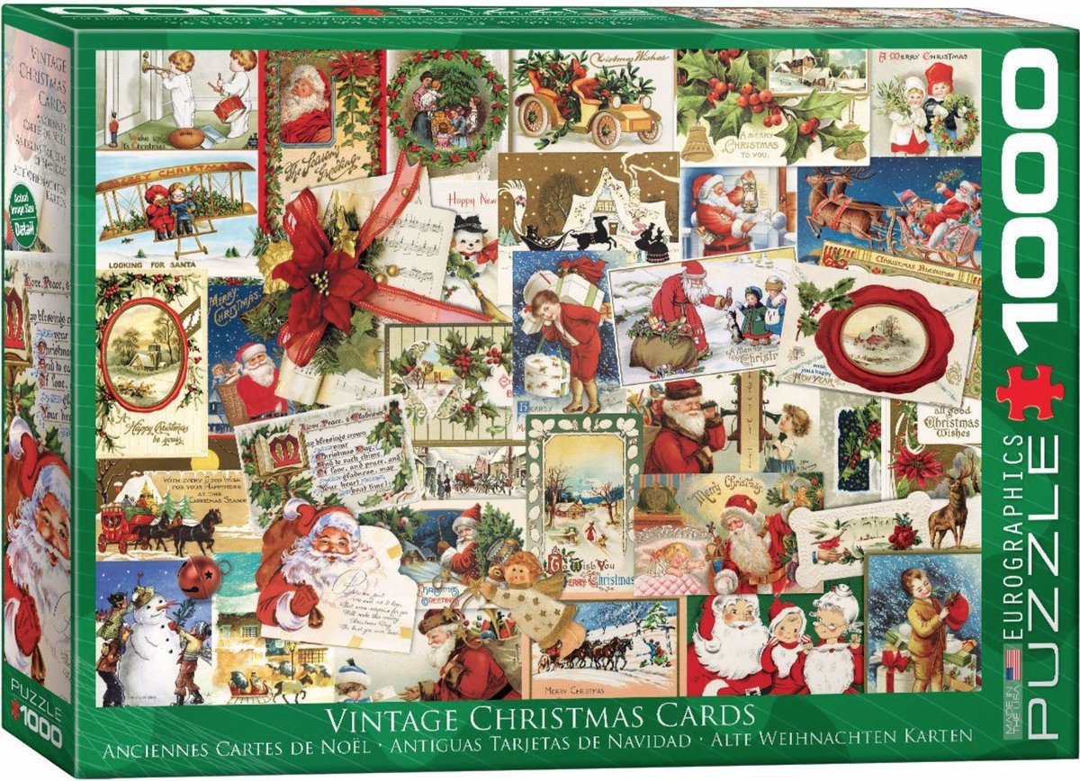Eurographics - vintage kerstkaarten [vintage christmas cards] - 1000 stukjes 68×48cm (b×h) - legpuzzel