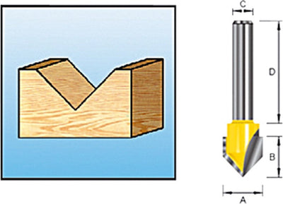 Makita d-10752 v-groeffrees 60° 12,7x15,88mm s8