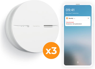 Netatmo slimme rookmelder met wifi - smart rookmelder - werkt met google home apple homekit - koppelbaar - 10 jaar batterij - 3 stuks