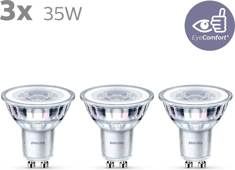 Philips led energiezuinige spot - 35 w - gu10 - warmwit licht - 3 stuks - bespaar op energiekosten