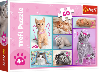 Trefl legpuzzel - schattige katten - 60 stukjes - kleurrijk karton.