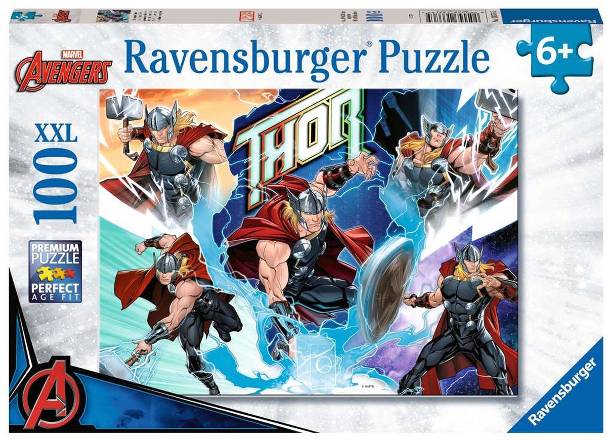 Ravensburger puzzel marvel thor - legpuzzel - 100 xxl stukjes puzzels voor kinderen